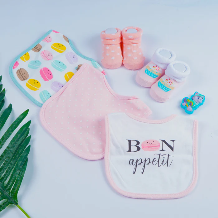 Baby Bibs & Booties 5Pcs Set Little Dude White & Grey