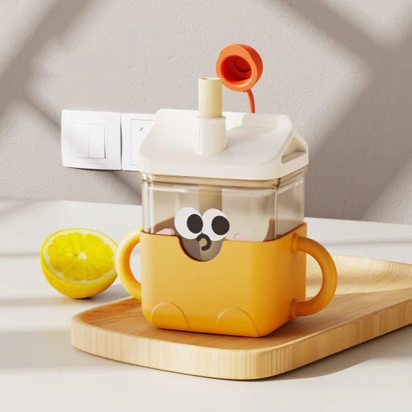 Baby Straw Sippy Cup Face Orange